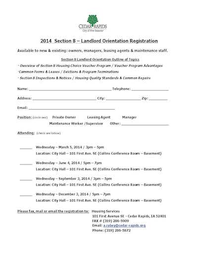 2014 - 14 Section 8 Landlord Orientation Registration